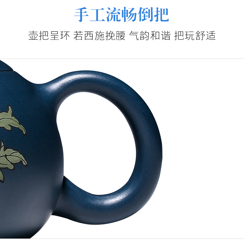 純手工紫砂壺，小巧琺瑯印花紫砂壺