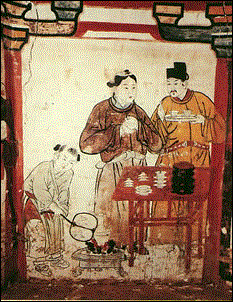 張恭誘墓壁畫(局部)--煮湯圖 [遼]